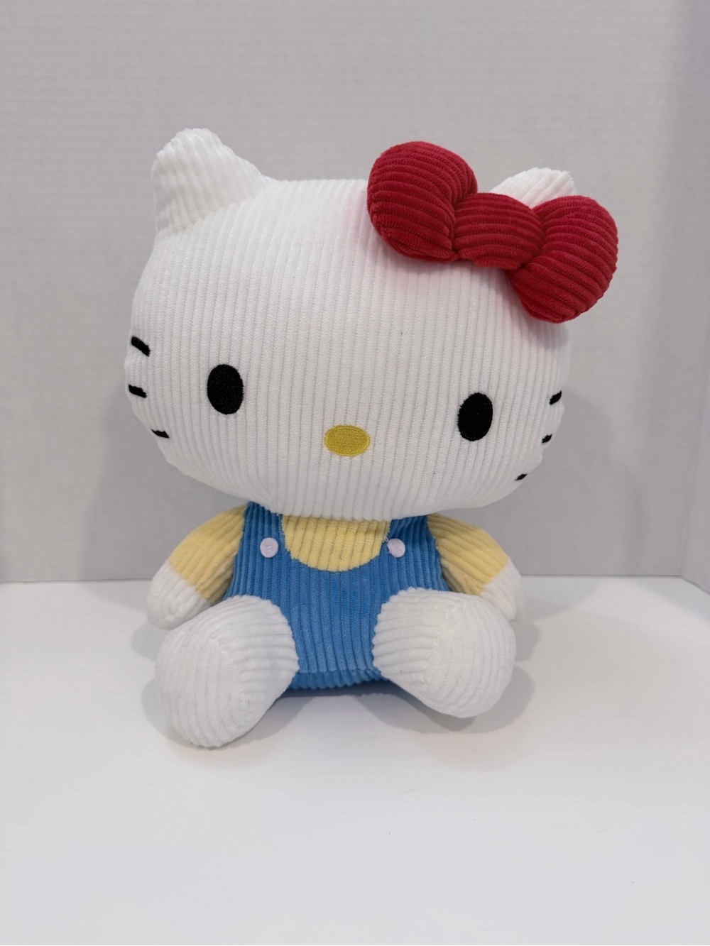 Hello Kitty Plush Doll in White, Red Bow and Blue Outfit